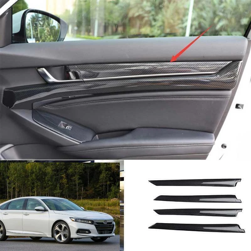 For Honda Accord 2018-22 Carbon Fiber interior Door Armrest Panel Strips Trim 4P Foto 1 de 4