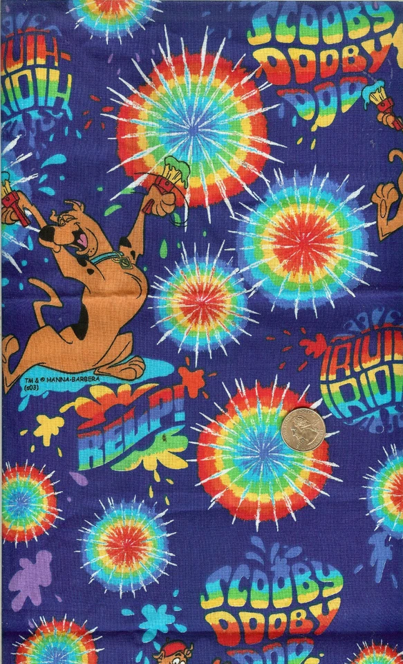 rare! SCOOBY DOO TIE DYE/BLUE - BTFQ - 18"X22" - Image 1 of 1