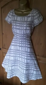 HOBBS Wessex Dress ASO Princess Of Wales Kate Grey & White Check Size 8 VGC - Picture 1 of 14