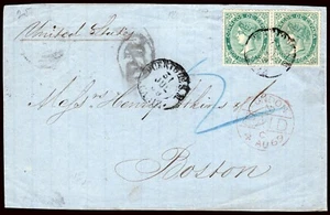 España. 1869 Edifil F 100 (2) . Frontal circ Pto Sta Maria a Boston (EEUU).  - Imagen 1 de 1