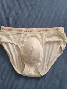 calvin klein briefs men white with red waist band size med scally/chav lad - Picture 1 of 1