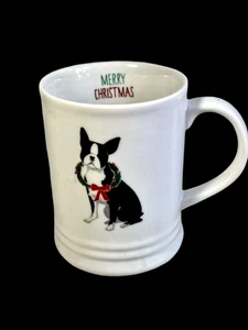 Merry Christmas Boston Terrier in Wreath  Holiday Coffee Mug Cup Fringe Studio - Picture 1 of 8