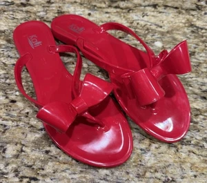Kali Thong Sandals Red US 10 Slides/slip-ons/ flip flops Ribbon bow - Picture 1 of 3
