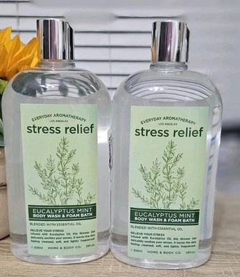 EVERYDAY AROMATHERAPY Stress Relief Eucalyptus Mint BODY WASH & FOAM BATH 2pack  - Image 1 of 3