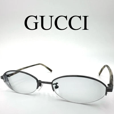 Gucci GG-9550J  Frame Half Rim Oval Gray Brown TITAN Japan Authentic - Image 1 of 4