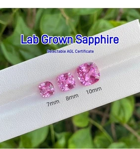 Cushion Lab Grown Sapphire Light Pink VVS1 Loose Gems DIY Jewelry Materials - Picture 1 of 11
