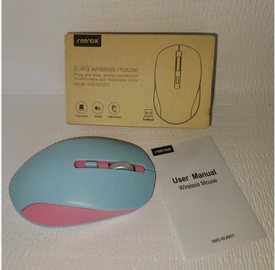 SEENDA 2.4G Wireless Mouse IWG‑WJM01 Blue Pink Noiseless Click Comfortable Ergon - Image 1 of 4