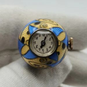 Art Deco Enamel Ball Pendant Watch – Blue & Gold - FOR PARTS / REPAIR - Picture 1 of 10