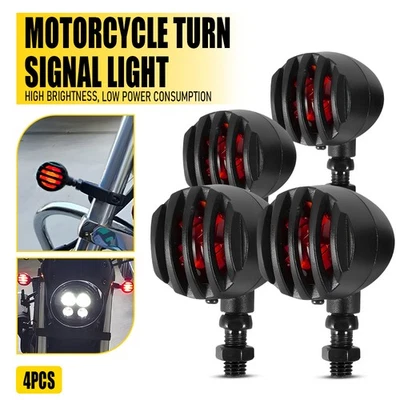 4PCS Red Turn LED Lights Signals For Kawasaki Vulcan VN 800 900 1500 1600 1700 - Image 1 of 4