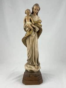 VTG Madonna & Child Carved Painted Wood Sculpture Statue GOLDEN CROWN ITALY E&R - Picture 1 of 8