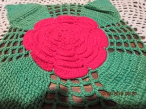 VINTAGE 17" HAND CROCHET  DOILY--LARGE ROSE IN CENTER--#T 7-22 - Picture 1 of 24