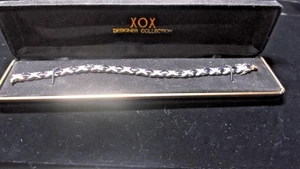 Brazalete XOX 925 Firmado Plata de Ley Oro Vermeil Piedra Azul Plata XOX 7.25 - Imagen 1 de 4