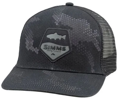 Simms Pesca Original Trucha Parche Camionero Gorra Negro NoGlare Negro UnderBrim NUEVO Foto 1 de 4