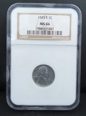 1943 S NGC MS66 Lincoln Steel Wheat Cent - Image 1 of 2