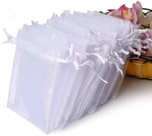 100 PIEZAS Bolsas de Organza Transparente Premium, Bolsas Blancas para Favor de Boda, Gif de Joyería 4X4.72 - Imagen 1 de 12