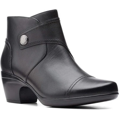 NEW Clarks Emily Calle Ankle Boots Booties Shoes Women's 7 Black Leather - Image 1 of 4