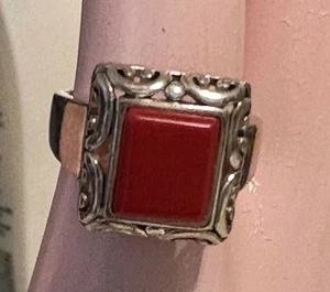 Premier Designs Ring Red Garnet Stone Silver Tone Ring W Large Stone - Picture 1 of 6