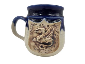 Ohio Renaissance Festival 2004 Vintage Souvenir Mug Dragon Design Blue White - Picture 1 of 11
