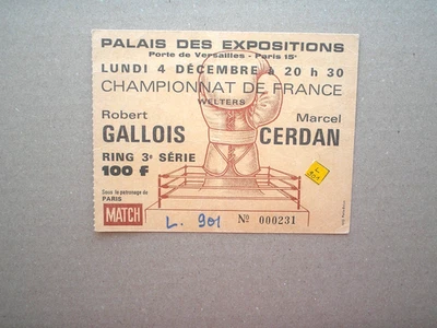 ticket boxe boxing boxen  palais des expositions  MARCEL CERDAN & ROBERT GALLOIS - Photo 1/2