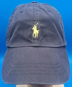 Cappello Polo Ralph Lauren pelle strapback blu invecchiato sbiadito preppy giallo pony - Foto 1 di 10