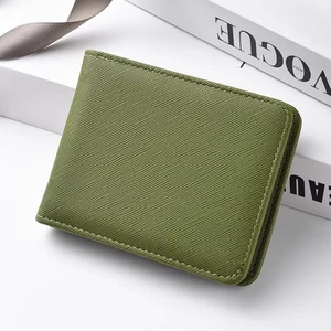 Business Short Wallet PU Male Wallet Simple Card Holder For ID Card Bank Card - Picture 1 of 12