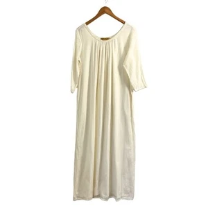 Vintage 90s April Cornell 100% Cotton Ivory Maxi Dress / Nightgown Sz M Lined - Picture 1 of 9