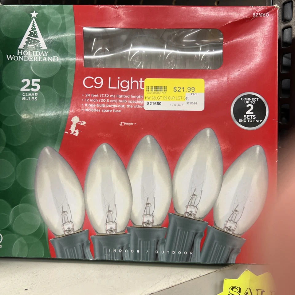 NOMA/INLITEN-Import 925C-88 HW 25 Light C9 Clear Light Set - Image 1 of 1