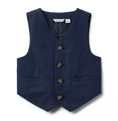 Chaleco Janie And Jack Boys Azul Marino Lino 7 Clásico Ocasiones Especiales Con Botones Foto 1 de 4