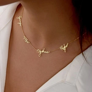 Personalized 1-9 Names Necklace Custom Family Stainless Steel Gift - Picture 1 of 6