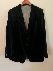 42 Jaguar 4/40 Black Velvet Blazer 2 Button Double Vented Suit Jacket - Picture 1 of 8