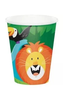 Jungle Safari 9 oz Hot/Cold Paper Cups 8 Pack Jungle Birthday Decorations - Picture 1 of 4