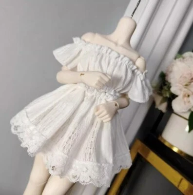 New White Off-Shoulder Top +Skirt Clothing clothes For  1/4 1/3 BJD Doll MSD - Image 1 of 4