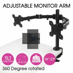 Dual HD LCD Screen TV Holderp LED Desk Mount Monitor Stand 2 Arm Display Bracket - Picture 1 of 10
