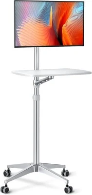 Adjustable Portable Mobile Rolling Laptop Floor Standing Table Computer Stand - Image 1 of 2
