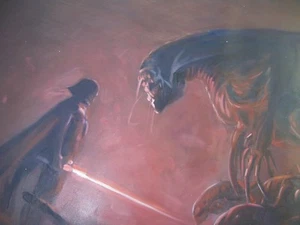 Pintura al óleo de Star Wars Aliens Darth Vader 40x28 pulgadas Zenomorfo, Jedi, Sith - Imagen 1 de 4