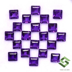 Natural Amethyst Square Cut 4 mm 7.15 CTS Lot 20 Pcs Calibrated Loose Gemstones - Picture 1 of 5