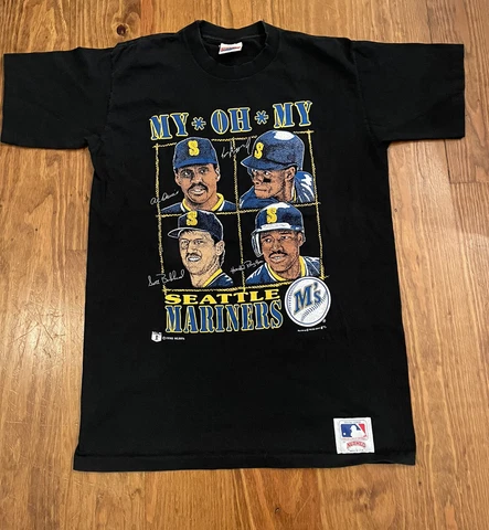 😎VINTAGE 1990 Seattle MARINERS Nutmeg Shirt Ken Griffey Jr MOB All Star Large😎 Cover