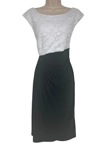 Connected Apparel Black White Lace Bodice Dress Size 14 Timeless Classic Wedding - Picture 1 of 6