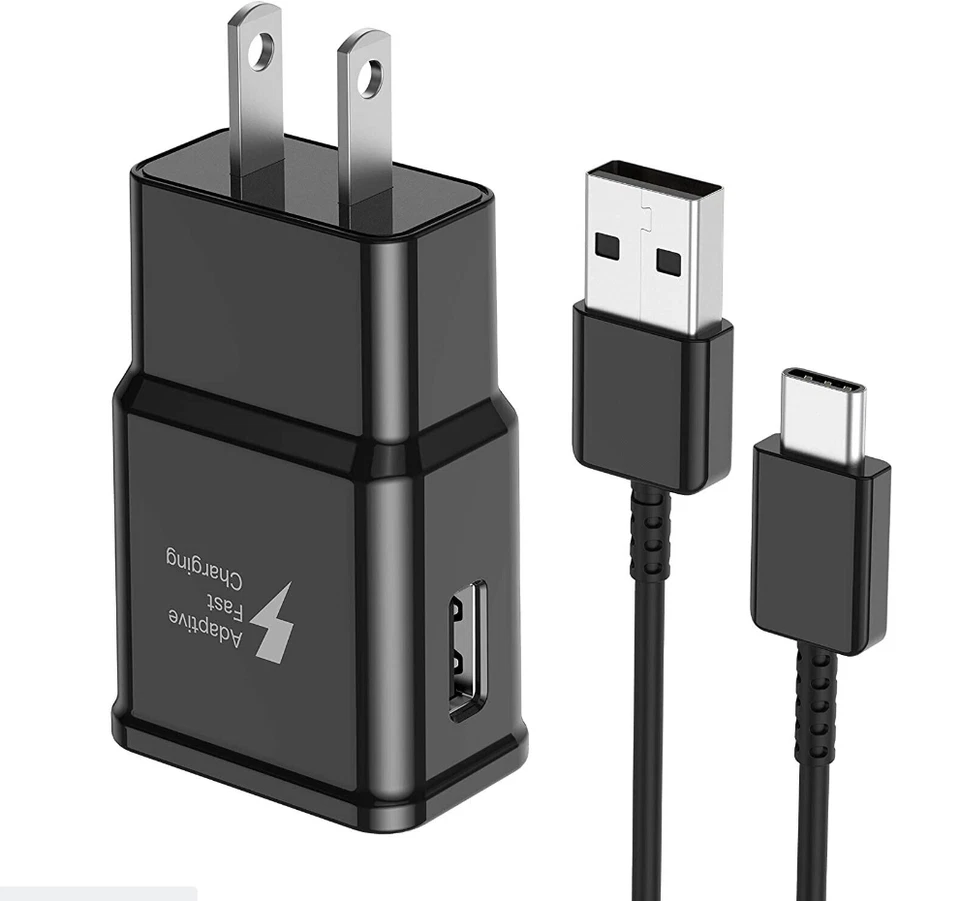 Cargador de pared rápido + cable USB tipo C para Samsung Galaxy Note 10 S10 S20 S21 negro Foto 1 de 3