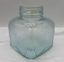 Vtg Square Jar Light Green Indiana Glass Obscure Molded No Lid Rare Small 5.5"