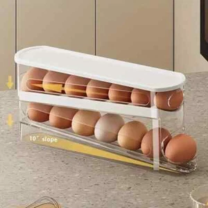 1 pc Space-Saving Double-Layer Rolling Egg Storage Box for Refrigerator - Picture 1 of 4