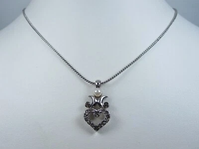 Colgante Nina Ricci enchapado en rodio con cristales de Swarovski y perla 16-18" - 4818 Foto 1 de 3