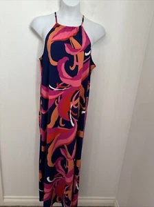 Maxi Abito Trina Turk Milano Scorrimento Floreale Halter Grande Maglia Mod Retrò Nuovo - Foto 1 di 8