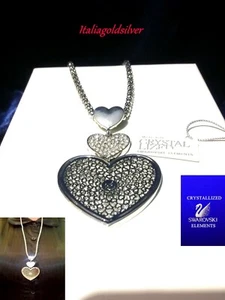 Collana Donna Lunga Cristalli SWAROVSKI Originali Argento Ragazza Zirconi Oro - Foto 1 di 10