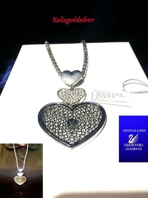 Collana Donna Lunga Cristalli SWAROVSKI Originali Argento Ragazza Diamanti Oro - Immagine 1 di 4