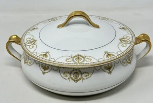 Haviland Limoges Frankreich runde überdachte Servierschüssel vergoldet gold Design 7" #33541 - Bild 1 von 17