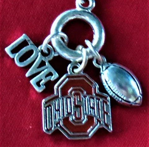 OHIO STATE CHARM BRACELET 7" CHAIN LOVE, OHIO STATE, FOOTBALL Cover