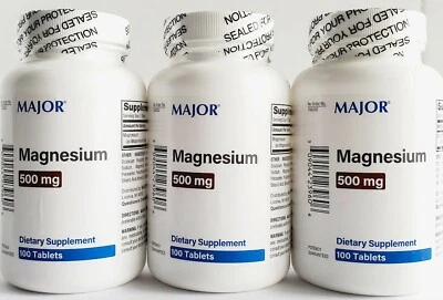 Comprimidos Major Magnesio 500mg 100ct - (Paquete de 3) - Fecha de caducidad 03-2026 Foto 1 de 3
