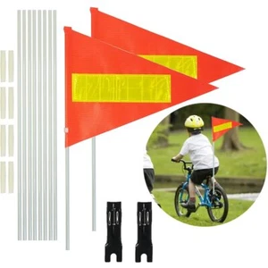 Bike Safety Flag with Pole 2 Sets, 6-Foot Adjustable Height Sturdy Fiberglass... - Picture 1 of 6