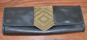 LILLA LANE Shiva Black Leather Clutch Bag - EUC - Picture 1 of 6